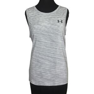 Under Armour HeatGear Fitted Tank Gray Mesh Panel Athletic Top S